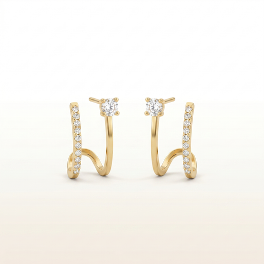 Aurora Sparkle Gold Hug Hoop Earrings