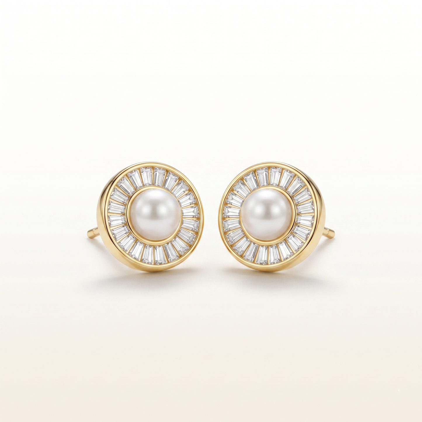 Celestia Radiant Pearl Halo Stud Earrings