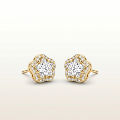 Lustro Classic Crystal Halo Stud Earrings