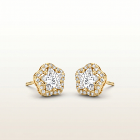 Lustro Classic Crystal Halo Stud Earrings