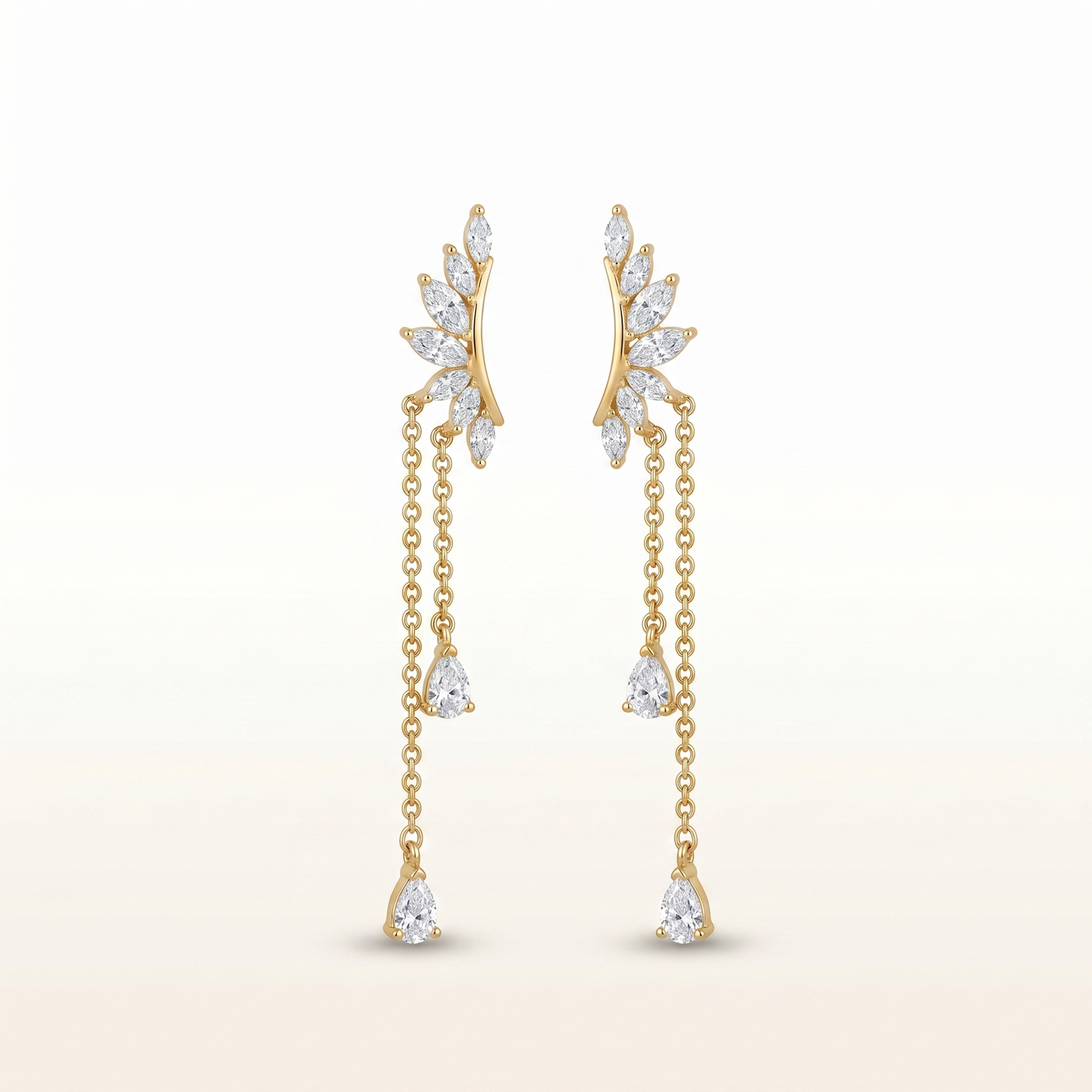 Celestia Rose Gold Chain Drop Ear Climbers