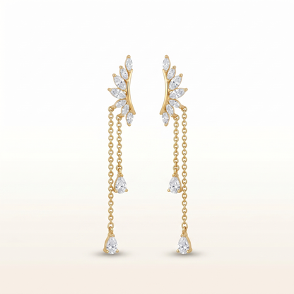 Celestia Rose Gold Chain Drop Ear Climbers