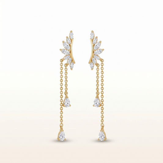 Celestia Rose Gold Chain Drop Ear Climbers