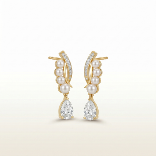 Aurora Teardrop Pearl & Crystal Earrings