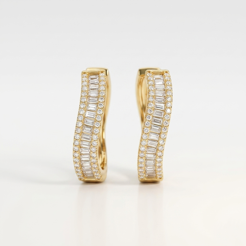 Crimson Curve Zirconia Hoop Earrings