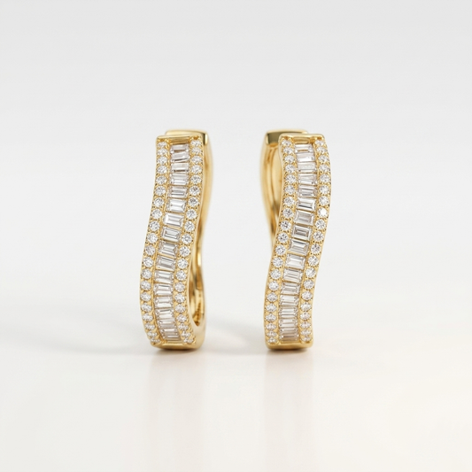 Crimson Curve Zirconia Hoop Earrings