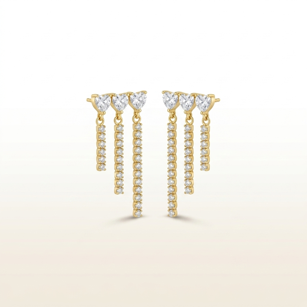 Celestial Cascade Triple-Chain Stud Earrings
