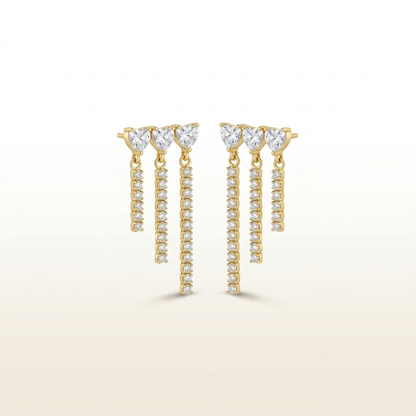 Celestial Cascade Triple-Chain Stud Earrings