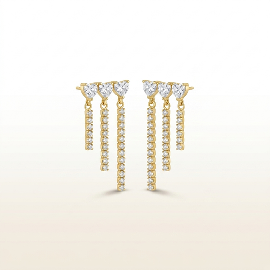 Celestial Cascade Triple-Chain Stud Earrings