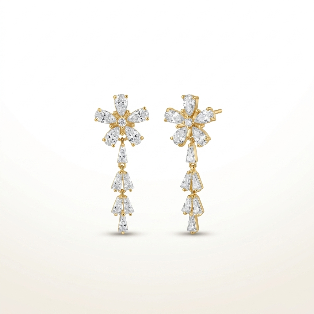 Starlit Elegance Floral Drop Earrings