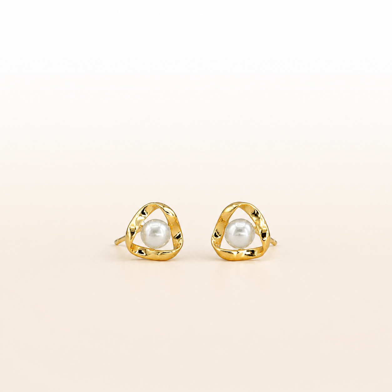Classic Pearl Bloom Gold Stud Earrings