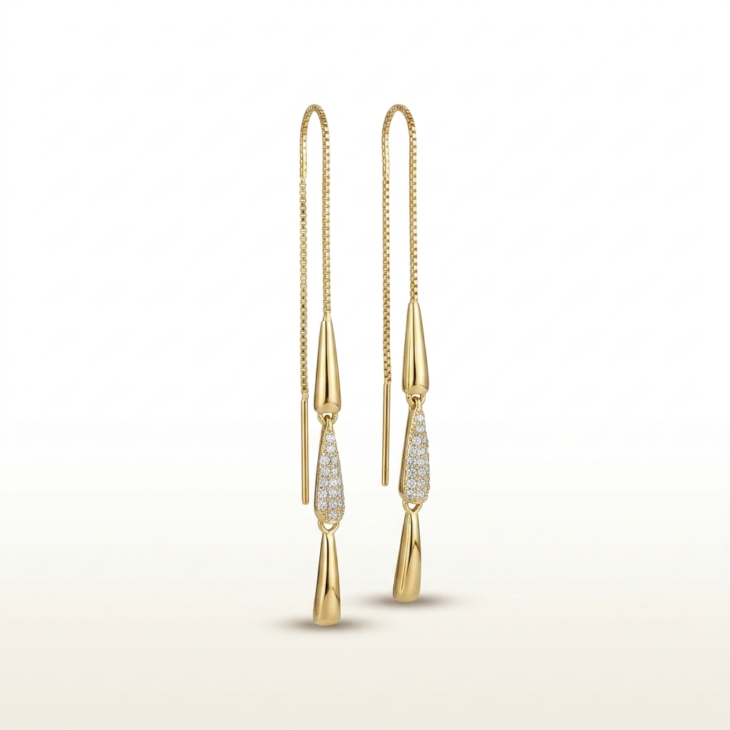 Golden Cascade Minimalist Dangler Earrings