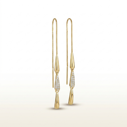 Golden Cascade Minimalist Dangler Earrings