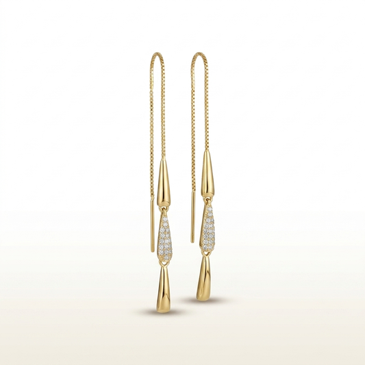 Golden Cascade Minimalist Dangler Earrings