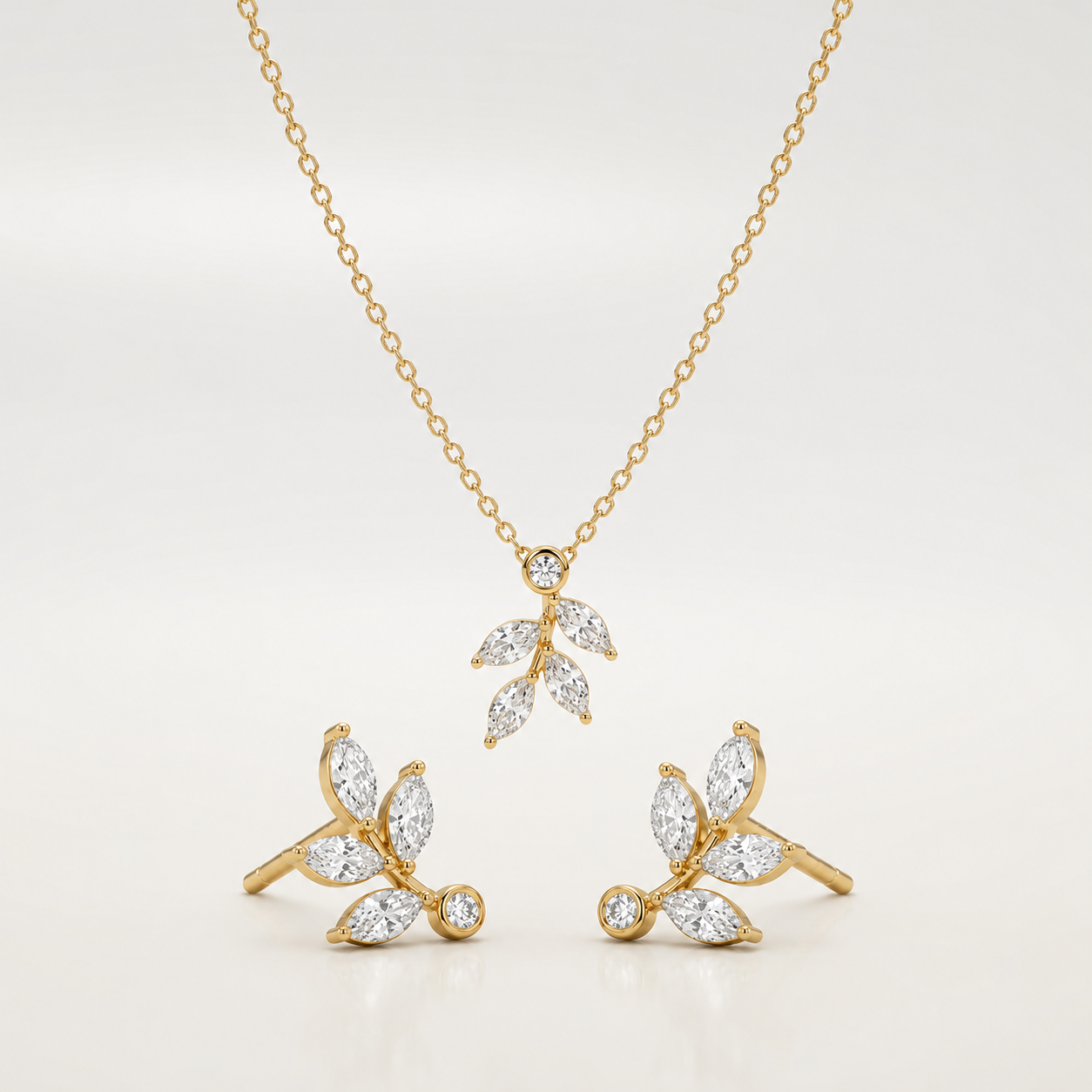 Marquise Leaf Necklace & Earrings Set