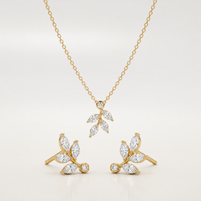 Marquise Leaf Necklace & Earrings Set