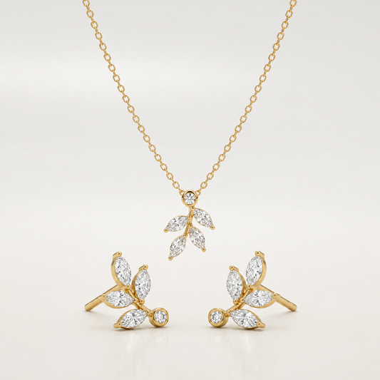 Marquise Leaf Necklace & Earrings Set