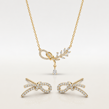 Crystal Bow Necklace & Earrings Set