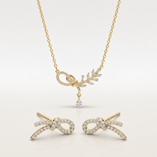 Crystal Bow Necklace & Earrings Set