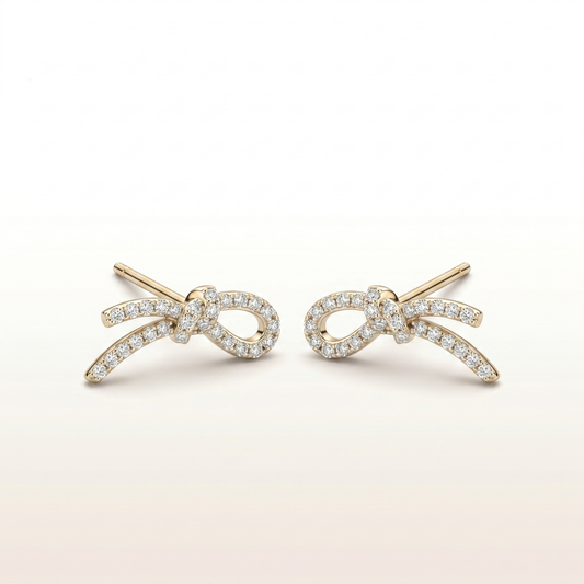 Graceful Whisper Ribbon Stud Earrings