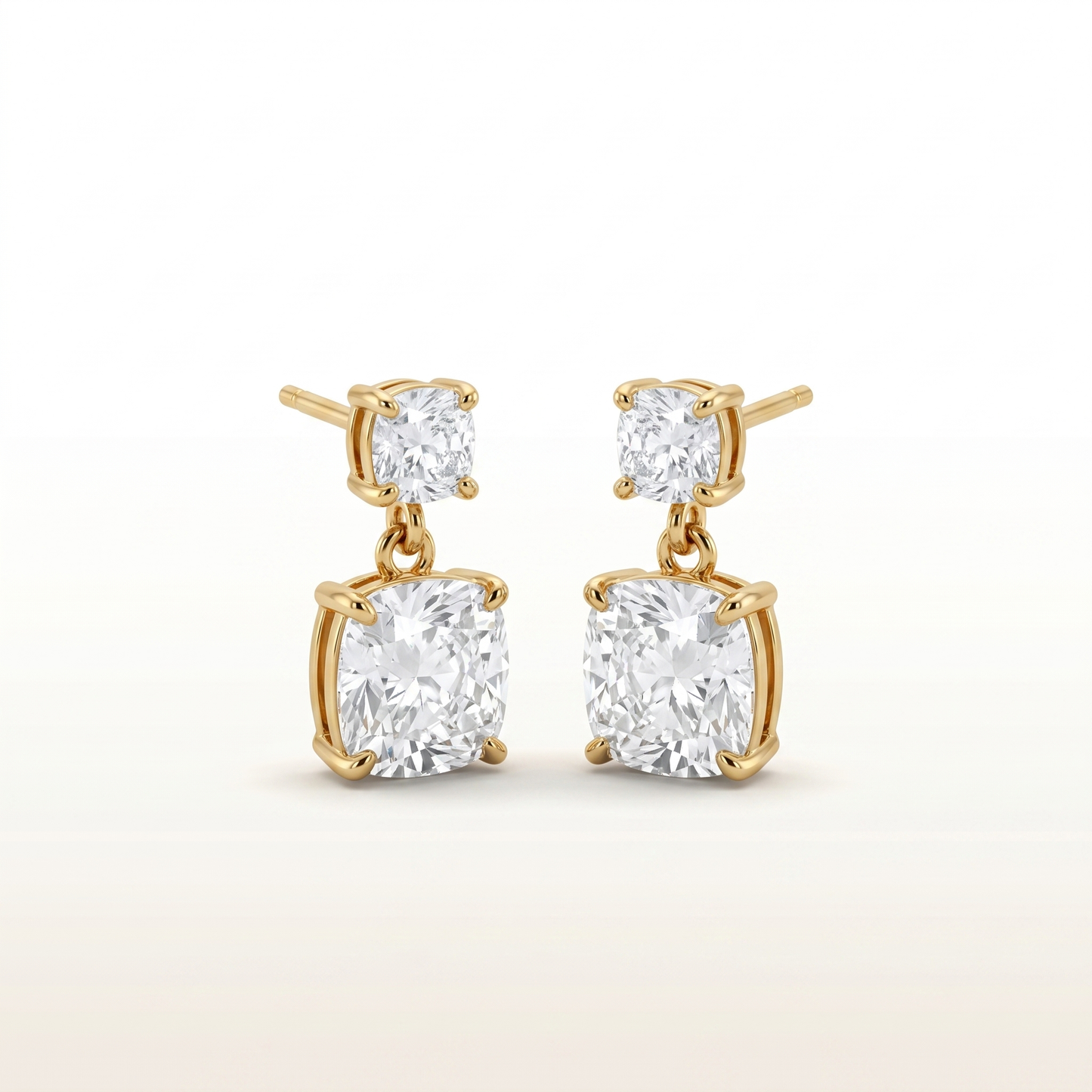 Radiant Duo Cushion-Cut Diamond Stud Earrings
