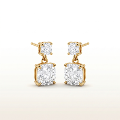 Radiant Duo Cushion-Cut Diamond Stud Earrings