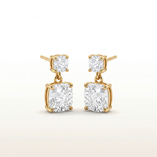 Radiant Duo Cushion-Cut Diamond Stud Earrings