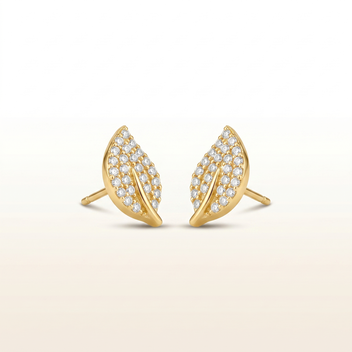 Sparkling Leaf Silver Stud Earrings
