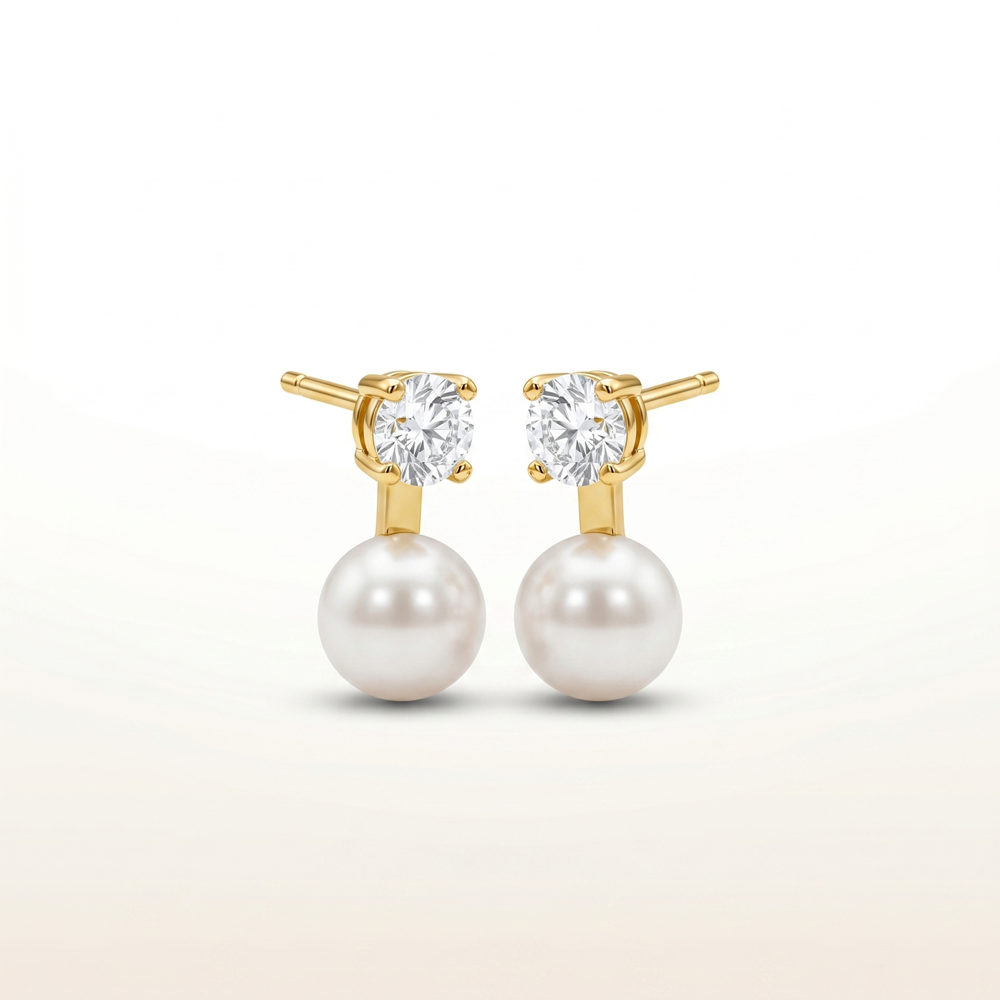 Classic Pearl Glow Diamond Stud Earrings