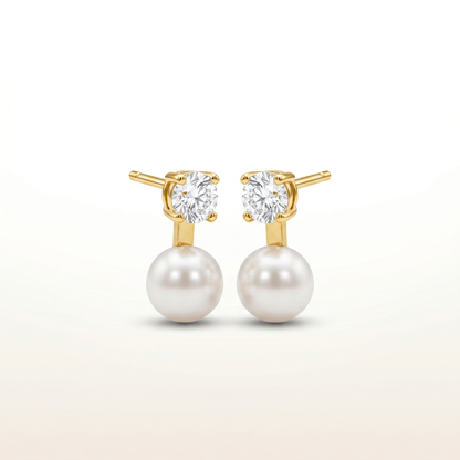 Classic Pearl Glow Diamond Stud Earrings