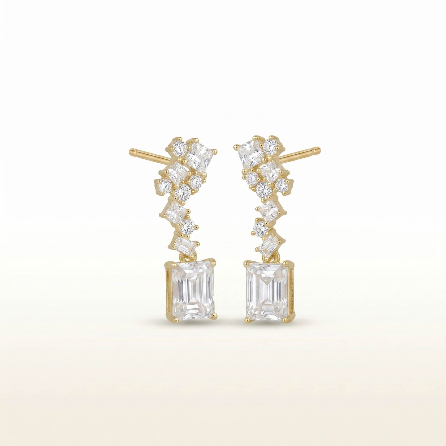 Royal Emerald-Cut Crystal Drop Earrings