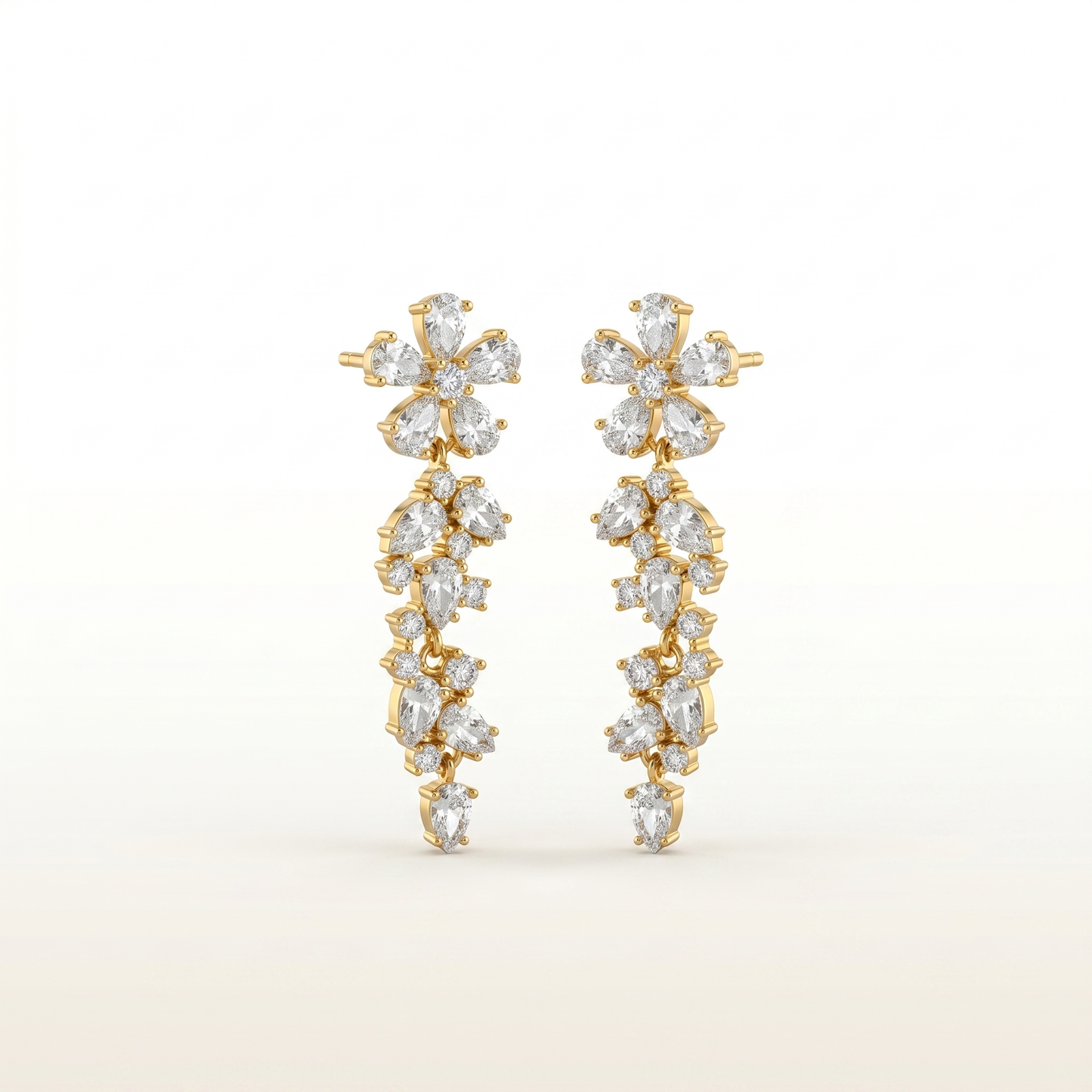 Crystal Blossom Cascading Diamond Earrings