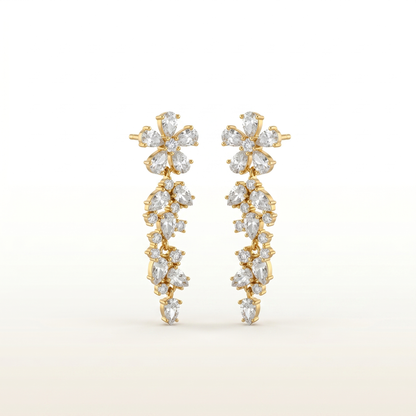 Crystal Blossom Cascading Diamond Earrings