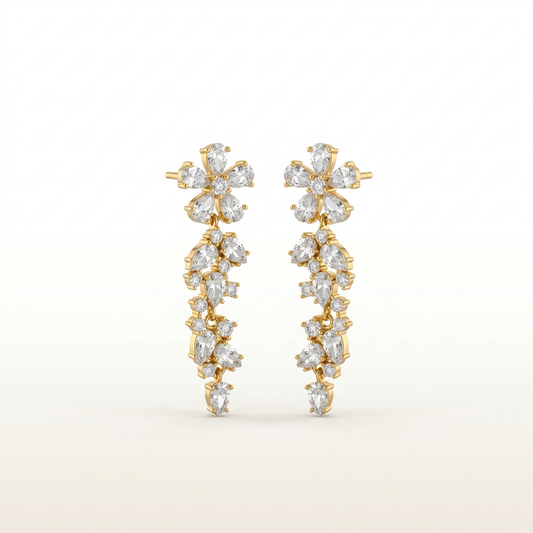 Crystal Blossom Cascading Diamond Earrings