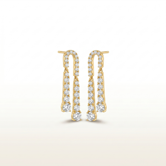Double Row Sparkling Drop Earrings