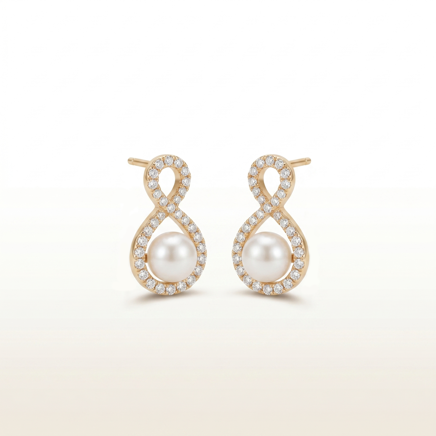 Infinity Pearl Stud Earrings