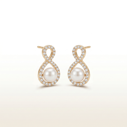 Infinity Pearl Stud Earrings