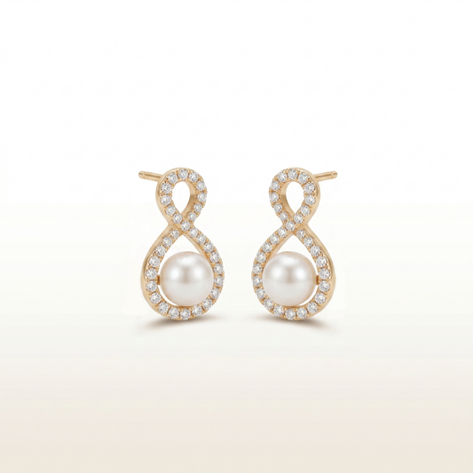 Infinity Pearl Stud Earrings