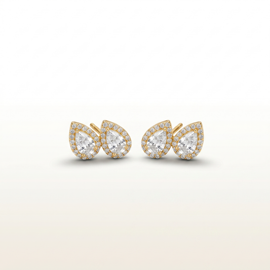 Aurora Twin Teardrop Diamond Stud Earrings