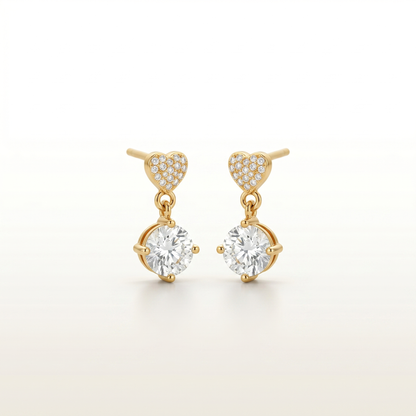 LustreHeart Diamond Drop Earrings