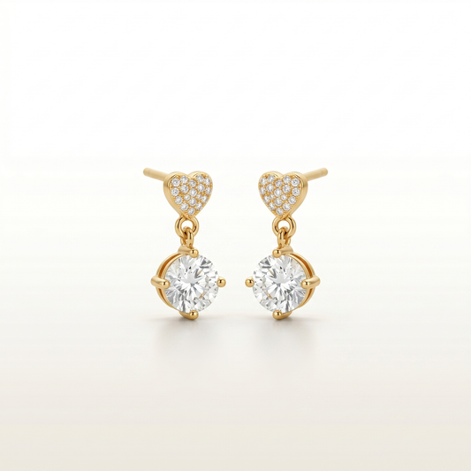LustreHeart Diamond Drop Earrings