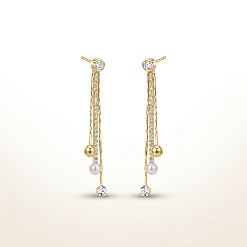 Celeste Dual-Drop Diamond Dangler Earrings