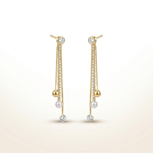 Celeste Dual-Drop Diamond Dangler Earrings