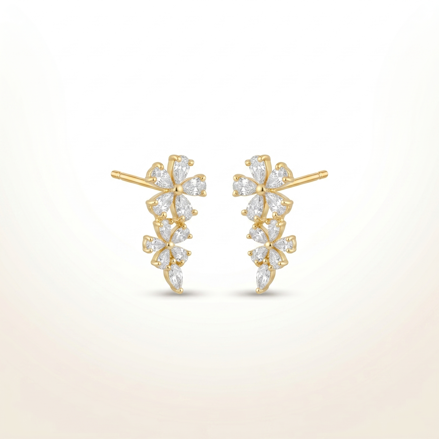 Crystal Petal Cascade Stud Earrings