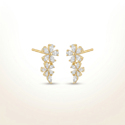 Crystal Petal Cascade Stud Earrings