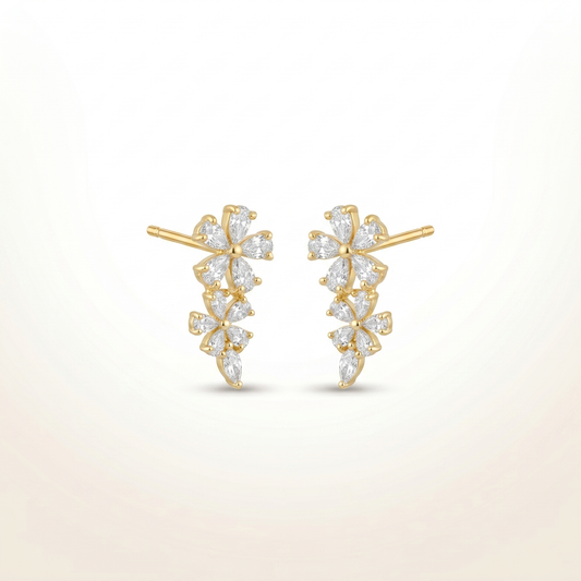 Crystal Petal Cascade Stud Earrings
