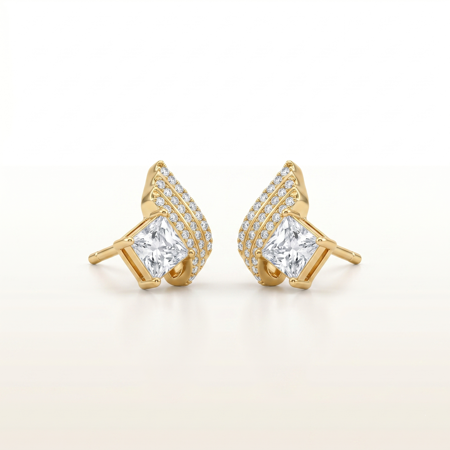 Celeste Arc Diamond Statement Stud Earrings