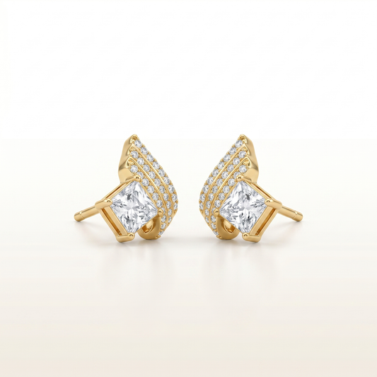 Celeste Arc Diamond Statement Stud Earrings