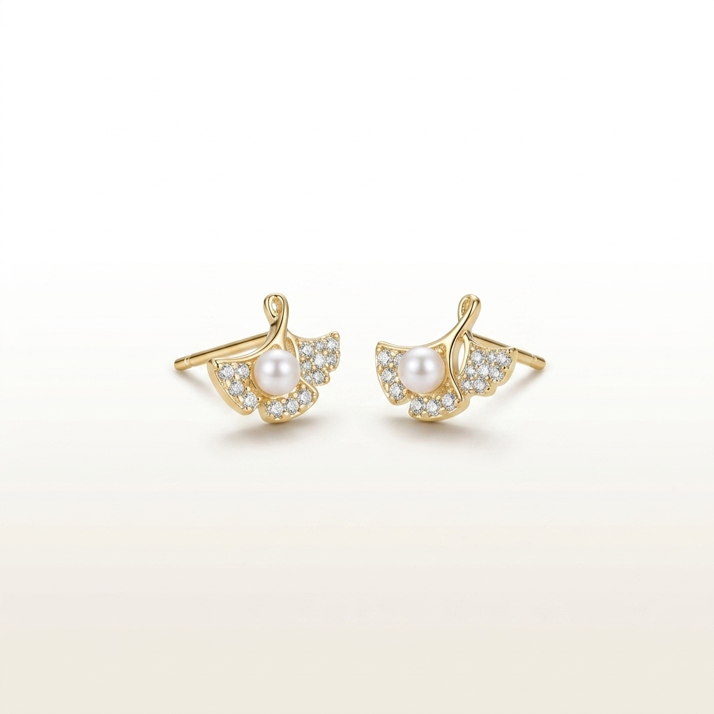 Opal Glow Petite Leaf Stud Earrings