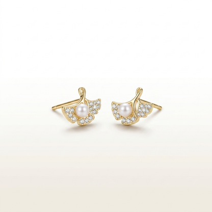 Opal Glow Petite Leaf Stud Earrings